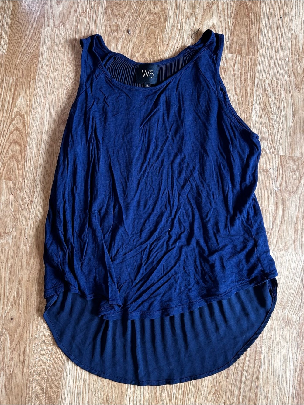 W5 Women's Navy Layered High-Low Tank